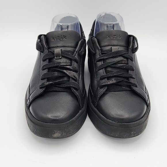 Kizik Vegas Hands Free Sneakers Walking Shoes Black Leather Mens 7 Womens 8.5 - Picture 3 of 8